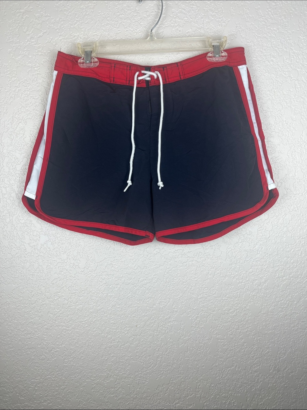 Black Red White Swim Shorts Drawstring Board Shorts Size 9 Medium Womens